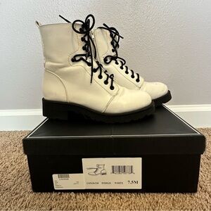 Indigo White Combat Boots with Black Laces